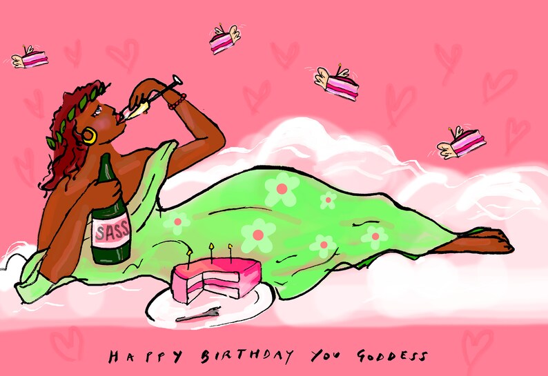 Carte de déesse d’anniversaire || Vide à l’intérieur || image 2