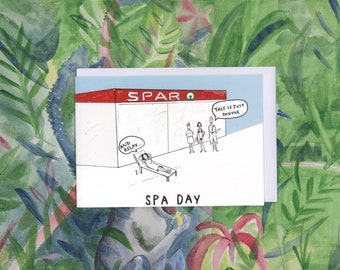 Carte de jour de spa || Carte de voeux vierge || Jeu de mots drôle avec humour