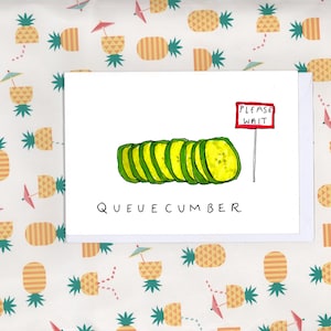 Tarjeta de Queuecumber / Tarjeta de felicitación en blanco / Juego de palabras
