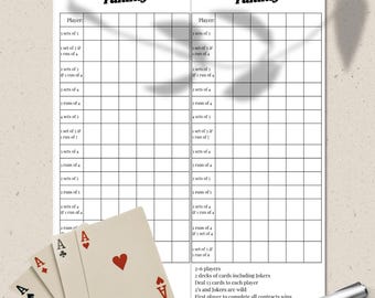 Printable Rummy Score Sheets | Frustration Rummy Cards | Gin Rummy Scoring | Card Game Tracker | Digital Score Sheet PDF