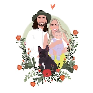 Portret na zamówienie | Ilustracja pary | Spersonalizowany prezent | Sztuka cyfrowa | Spersonalizowany prezent Portret rodzinny, prezent świąteczny, cyfrowy, walentynki