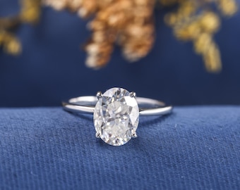 14K Solid Gold Ring / 2,00 ct Oval Verlobungsring, zierlicher Moissanite Verlobungsring / Moissanite Ring / Jahrestag Versprechen Ring / Geschenk für sie