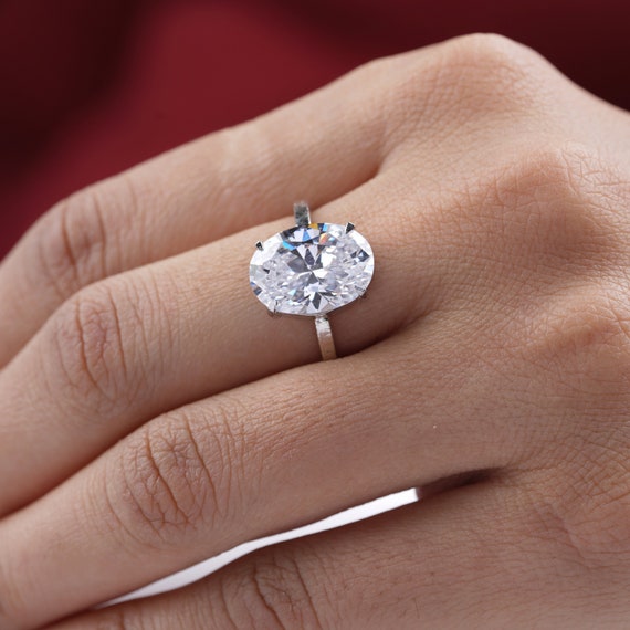 2.5ct Bezel Set Oval Moissanite Engagement Ring wedding Ring