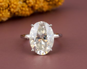 Hidden halo engagement ring 8 carat solitaire oval moissanite ring , Oval Cut Engagement Ring, Oval Cut Engagement Ring, Oval Solitaire Ring
