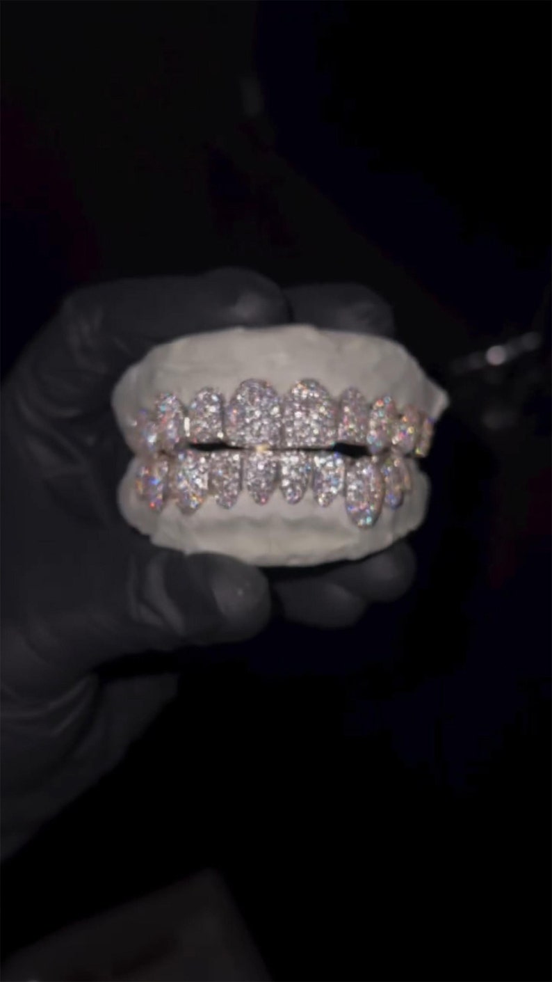 VVS Moissanite Diamond Grillz Starling Silver 14K 18k Etsy UK