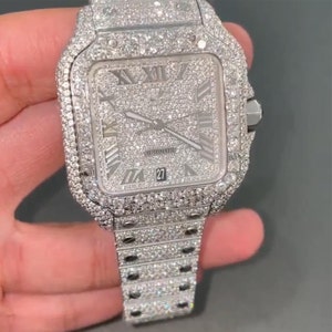 iced out cartier watch mens