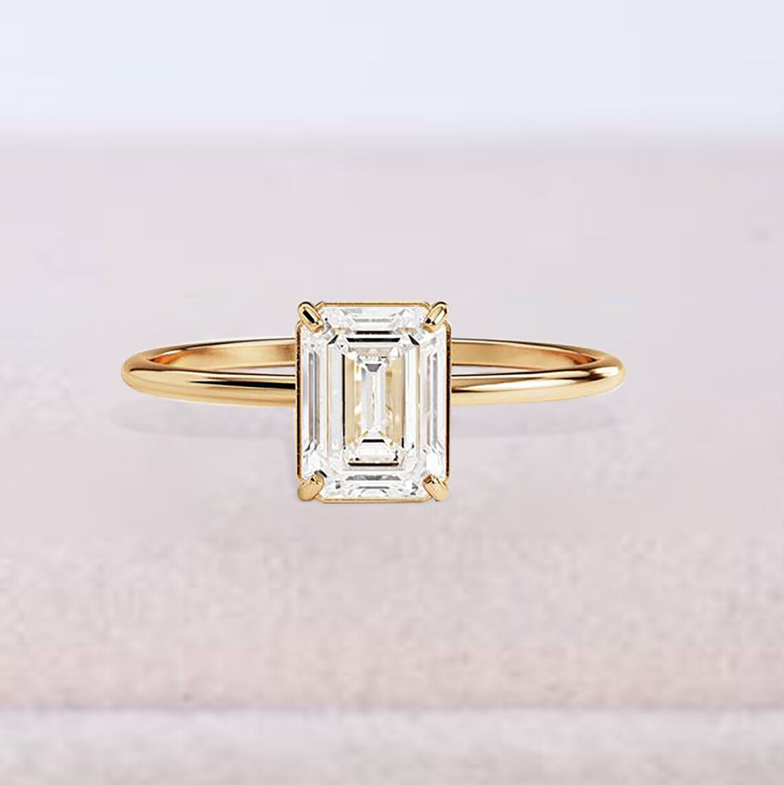 2ct Emerald Cut Engagement Ring Minimalist Engagement Ring - Etsy