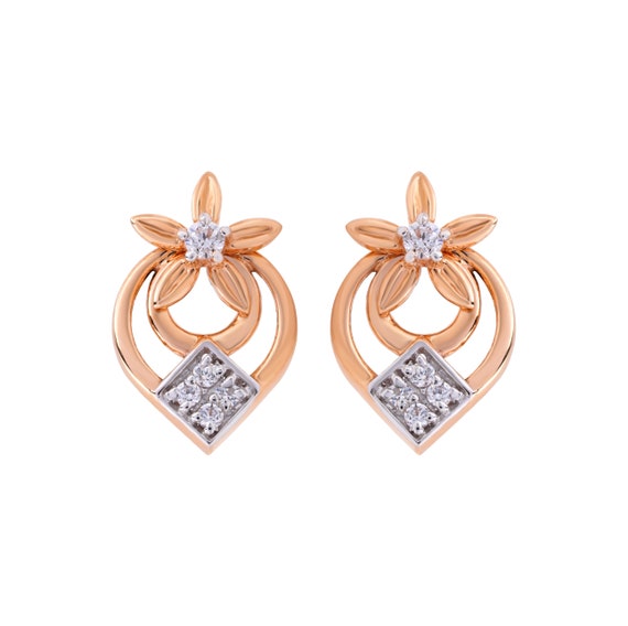 Buy Flower 18k Solid Gold Stud Earrings Tiny Earrings Diamond Online in  India 