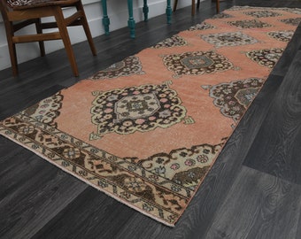 3.3x12.3フィート オレンジ ヴィンテージ ランナー、トルコ製ランナー