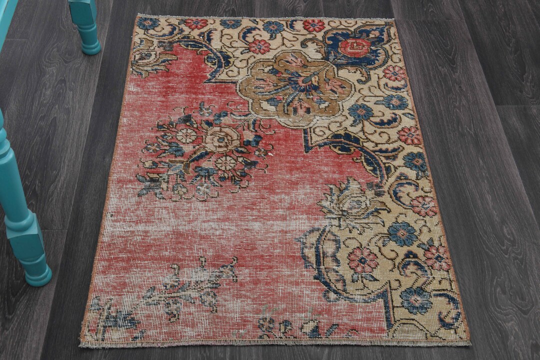 2.4 x 3.3フィート、トルコ製ラグ、ヴィンテージラグ、ウシャックラグ