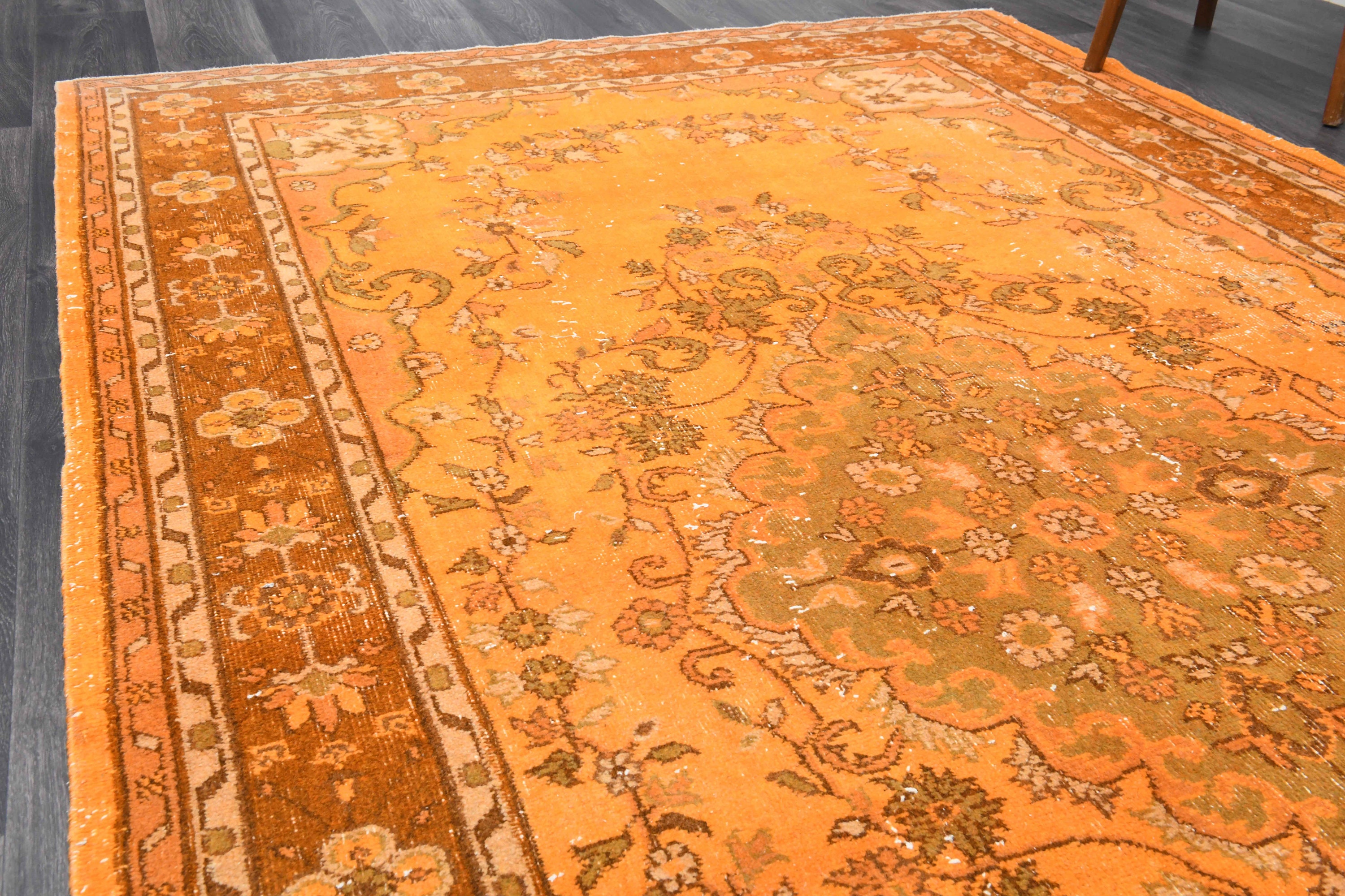 6x10.5 Ft, ORANGE, VINTAGE Rug, TURKISH Rug, Handmade