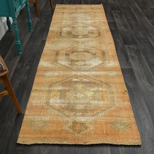 3.2x11.5 ft, Turkish Runner, Oushak Runner, VINTAGE Runner, Wool, Handmade, Hallway Runner Rug, Turkish Rug, Neutral Carpet, Farmhouse Decor