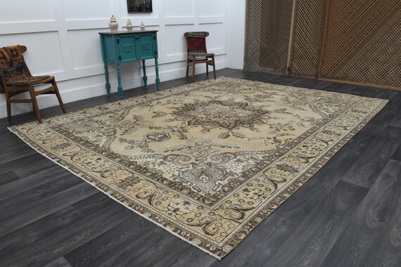 10x12 Orange Brown VINTAGE TURKISH RUG Handmade Rug Minimalist Large Rug Wool Rug Faded Area Rug Decor Rug 10x12 Rug 9.6x12.3 Ft Etsy