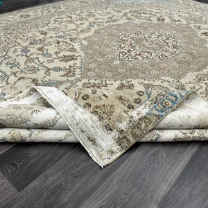 9x12 Floral Vintage OUSHAK Rug Rug, Handmade Wool Rug, Turkish Area Rug, Bohemian Rug, Farmhouse Decor, Bordered, Beige Rug, Turkey Carpet