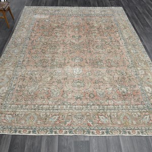 9x12 ft, RED TURKISH Rug, VINTAGE Rug, Oversized Rug, Area Rug, Oushak Rug, Handmade Rug, Wool Rug, Bohemian Rug, Oriental Rug, 9.5x12.5 ft