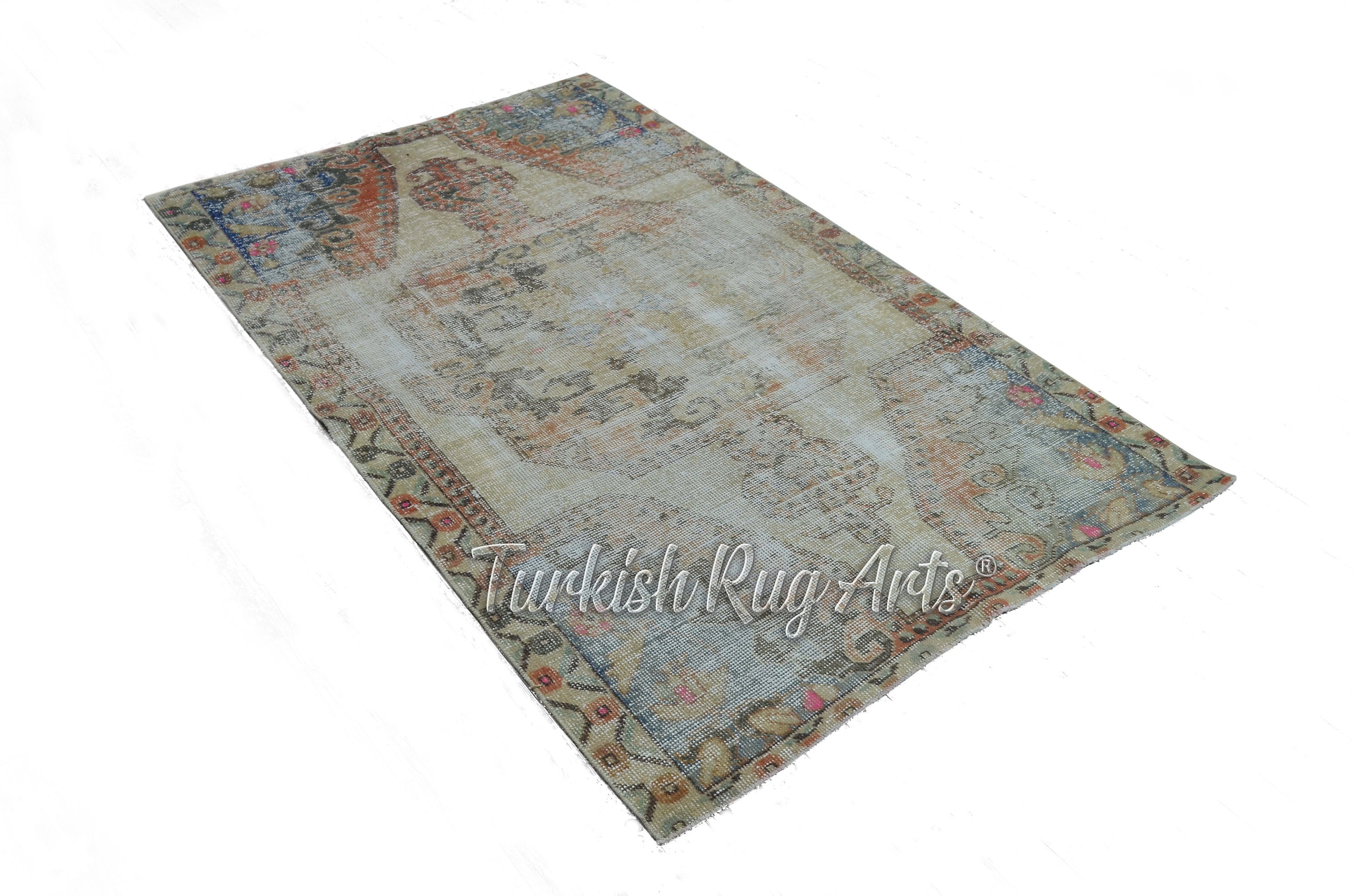 4.2x6.5 Ft, DISTRESSED VINTAGE RUG, Handmade Rug, Turkish
