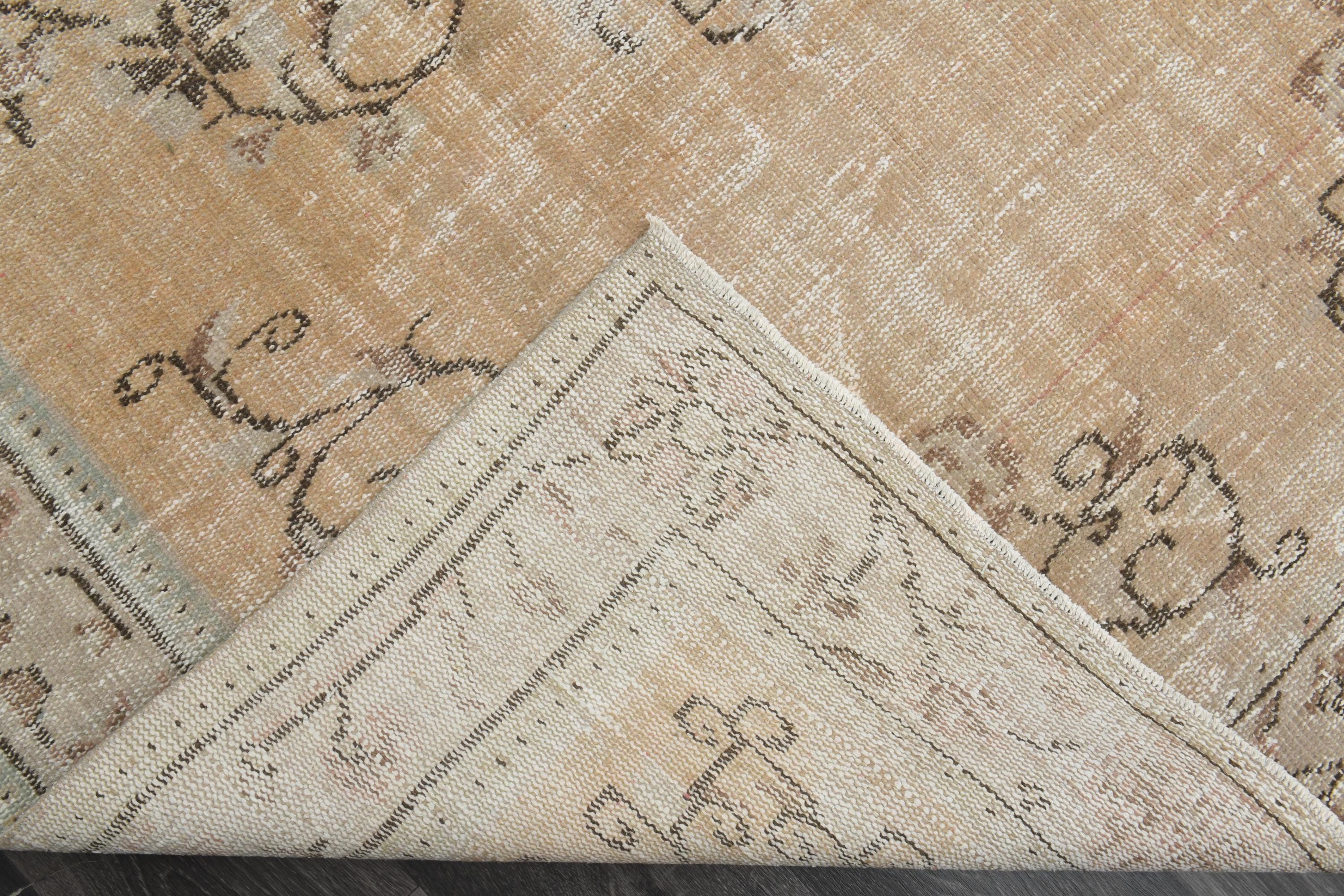 5'4x9'1 ft、ベージュ トルコ エリア ラグ、トライバル ラグ