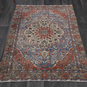 3.8x6.8 ft, TURKISH Rug, VINTAGE Rug, Oushak Rug, Area Rug, Handmade Wool Rug, Farmhouse Decor, Ethnic Turkey Rug, Pastel Colored Carpet