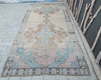 5.4x11.9 ft, ANTIQUE TURKISH Rug, Area Rug, Oushak Rug, Handmade, Wool, Bohemian, Tribal, Farmhouse Decor, Authentic, Ethnic, Faded Carpet