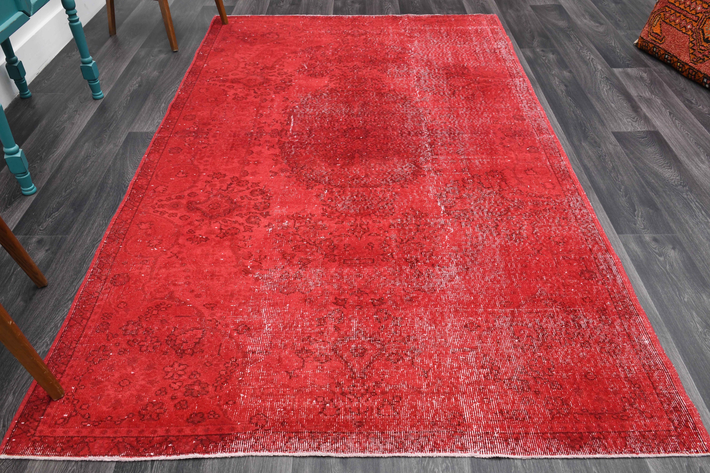 5.4x8.9フィート、トルコ製ラグ、ヴィンテージラグ、ウシャックラグ