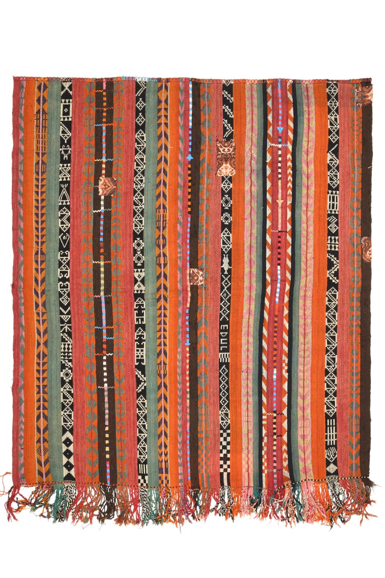 6.3x7.2 Ft, TURKISH KILIM Rug, Vintage Rug, Oushak Rug, Flatweave Rug