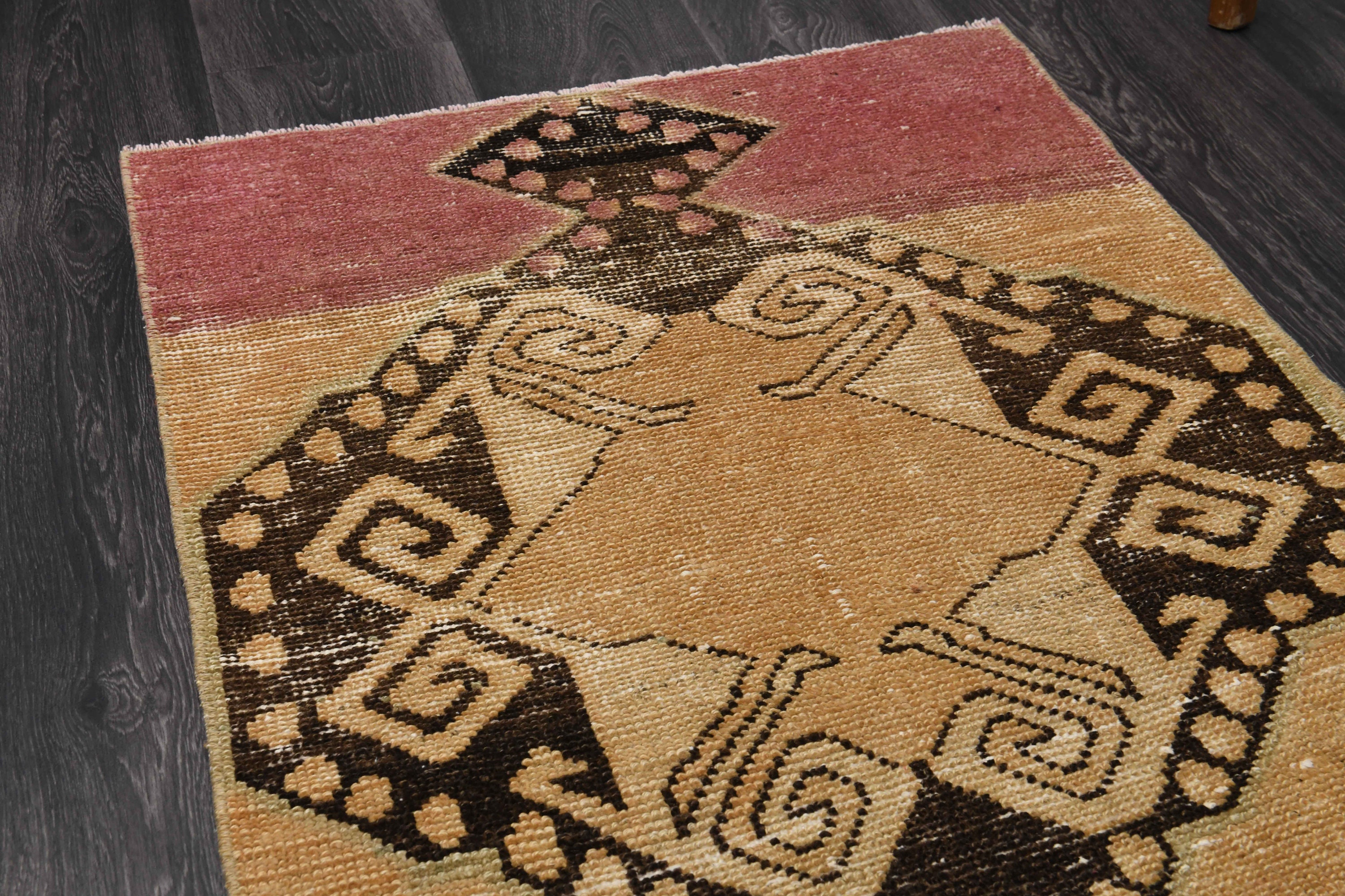 2.1x6 Ft, VINTAGE TURKISH Rug, Neutral Handmade, Rug Runner