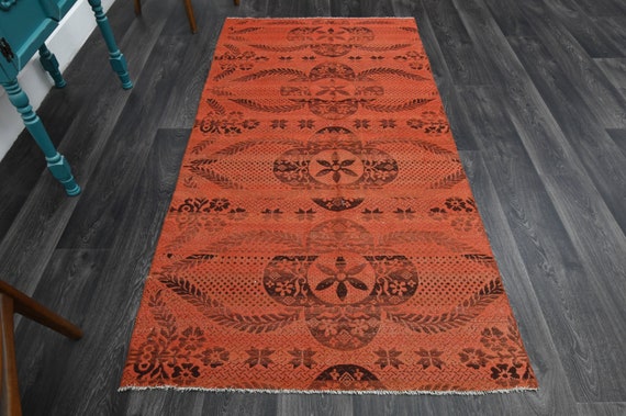 3.8x7.2 ft, Handloom Rug, Kilim Rug, VINTAGE Rug, Oushak Rug, Area Rug, Turkish Rug, Wool Rug, Farmhouse Decor, Living Room Rug, Handmade