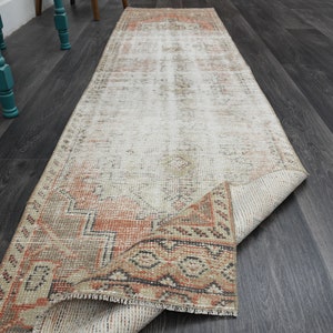 2x9 Orange Brown Turkish Rug, Handmade Vintage Rug, Room Decor, Oushak Rug, Wool, Distressed rug, Kitchen Hallway Rug, Runner Rug, 2x9 Rug