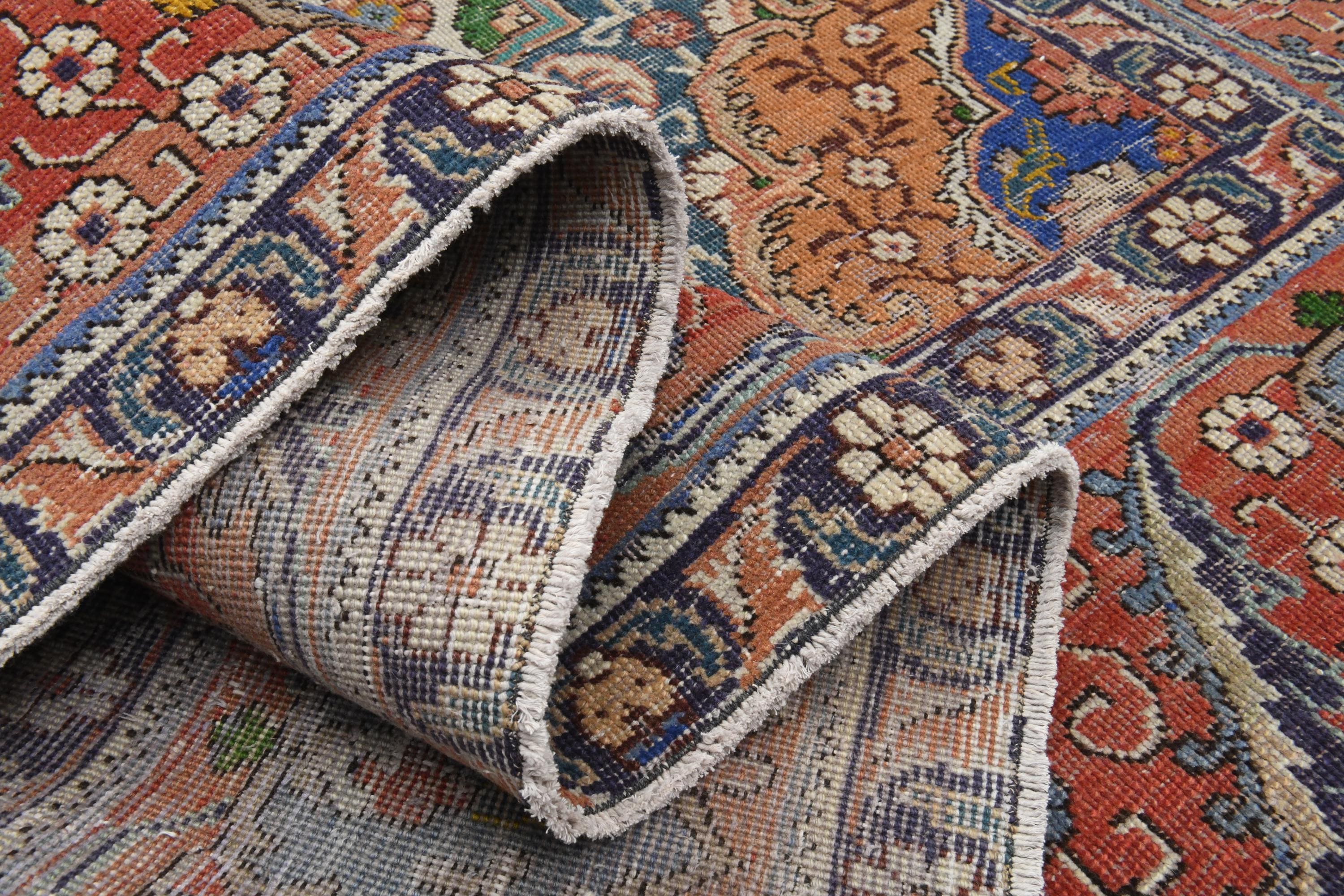 268x372 cm, RED BLUE VINTAGE Persian Area Rug, Living Room Rug, Washable, Home Decor, Bedroom Rug, Dining Room Rug, Handmade, 8'8x12'2 ft