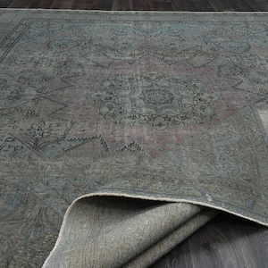 9.6x13.4 ft, FADED BEIGE PINK, Colorful Turkish Rug, Handmade Rug, Vintage Rug, Large Rug, Boho Rug, Oversized Area Rug, Oversized Area Rug