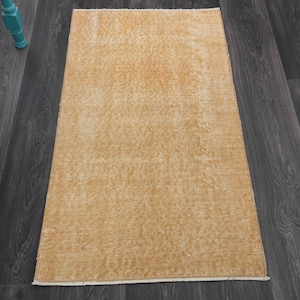 2.1x3.8 Ft, TURKISH Rug, Vintage Rug, Oushak Rug, Wool Rug, Handmade Rug, Orange Solid, Farmhouse Decor, Runner Rug, Small Rug, Carpet