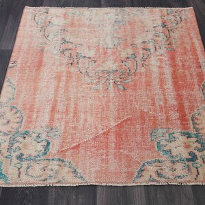 3.7x3.9 ft, Square VINTAGE Rug, TURKISH Rug, OUSHAK Rug, Wool, Handmade, Farmhouse Decor, Living Room Rug, Red Rug, Area Rug, Turkey Carpet