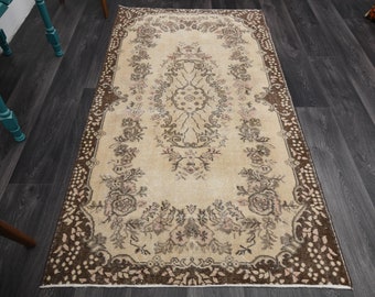 TÜRKISCHER Teppich, VINTAGE Teppich, Oushak Teppich, Wollteppich, Handgefertigt, Brauner Teppich