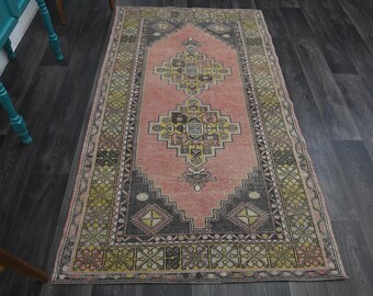 3.9x7 ft, TURKISH Rug, Oushak Rug, Vintage Rug, Wool Rug, Area Rug, Handmade Rug, Oriental, Beige Neutral, Farmhouse Decor, Turkey Carpet