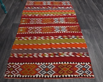 3.5x6 Ft, Vintage Rug, Accent Rug, Area Rug, Vintage Rug, Flatweave Rug, Turkish Rug, Oushak Rug, Throw Rug, Small Rug, Wool Handmade Rug