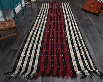 5x13.3 ft, TURKISH Wide Runner, VINTAGE Kilim Runner, Oushak Runner, Flatweave Carpet, Wool, Hallway Runner, Handmade, Rainbow, Ethnic