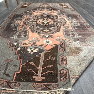 4.9x11.3 ft, VINTAGE Rug, TURKISH Rug, OUSHAK Rug, Livig Room Rug, Bohemian, Wool, Area Rug, Handmade, Turkey Carpet, Home Decor, Brown Rug