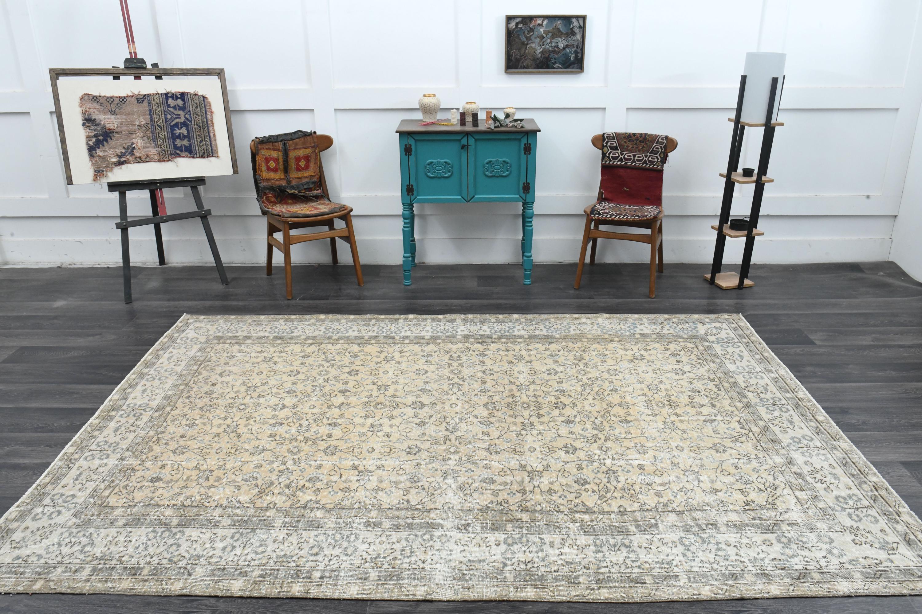 グレー花柄　ヴィンテージラグ　トルコラグ グレー花柄 ヴィンテージラグ トルコラグ グレー花柄 ヴィンテージラグ