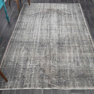 5.7x9.3 ft, LOW PILE GRAY Rug, Vintage Rug, Turkish Rug, Oushak Rug, Wool, Handmade, Farmhouse Decor Decor, Living Room Rug, Turkey Carpet