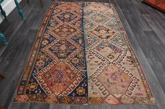 4.9x8.1 Ft, VINTAGE Rug, TURKISH Rug, Oushak Rug, Area Rug, Kilim 