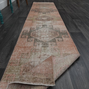 2.5x12.3 ft, RED, HALLWAY RUNNER, Turkish Runner, Vintage Runner, Wool, Handmade, Oushak Runner, Bohemian, Kitchen Entryway Hallway Rug