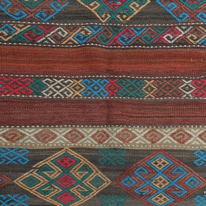 6.3x9.6 Ft Faded Orange Black TURKISH Kilim, Vintage Oushak Wool Rug, Flatweave Carpet, Living Room Rug, Handmade, Home Decor, 6x10 Area Rug image 6