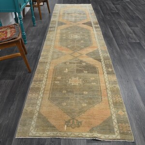 Tapete Turco Passadeira Oushak, 97 x 373 cm, Tapete Passadeira Vintage, Tapete de Cozinha, Tapete Turco, Tapete Tribal, Tapete para Corredor, Decoração de Fazenda, Tapete