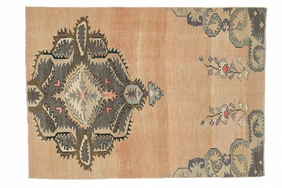 5.1 x 7.1フィート、ヴィンテージトルコラグ、エリアラグ