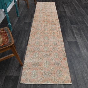 2.3x10.3 ft, TURKISH RUG, Oushak Runner Rug, Rug Runner, Vintage Rug, Wool Rug, Bohemian Rug, Rustic Rug, Home Decor, Farmhouse Decor, Rugs