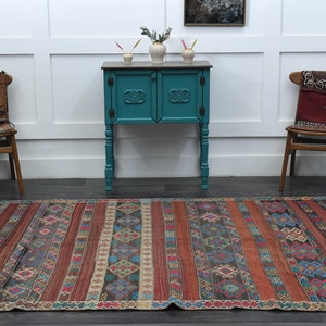 6.3x9.6 Ft Faded Orange Black TURKISH Kilim, Vintage Oushak Wool Rug, Flatweave Carpet, Living Room Rug, Handmade, Home Decor, 6x10 Area Rug image 4