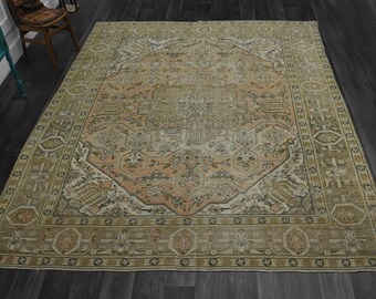 30x30 cm, TÜRKISCHER OVERSIZED Teppich, Vintage Teppich, Orientteppich, Orientteppich, Heriz Teppich, Wollteppich, Bauernhaus Deko