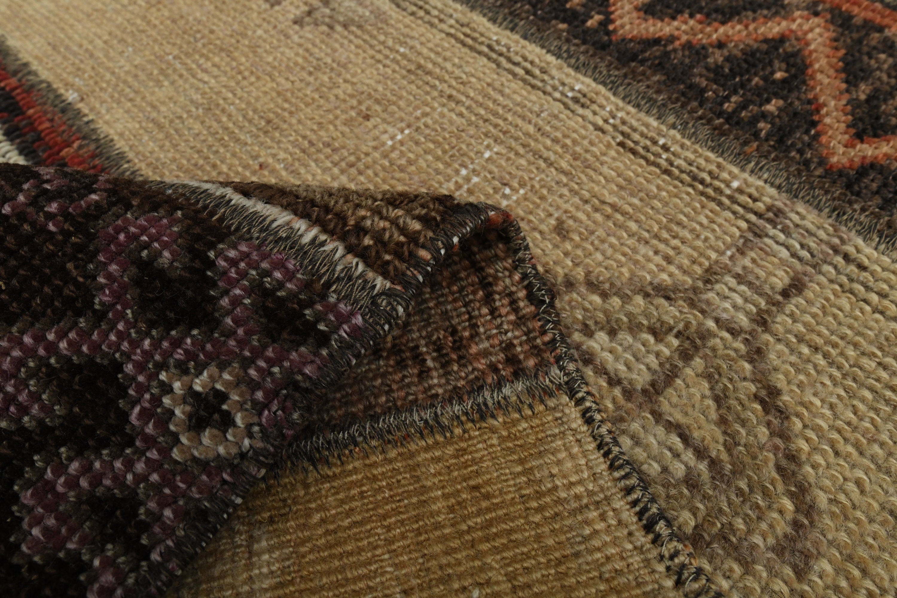 1.9 x 6.5フィート、ベージュフローラルランナーラグ、トルコラグ