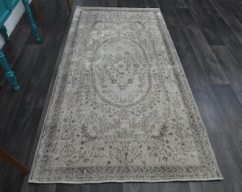 3.8x7.4 ft, Turkish Rug, Vintage Gray, Oushak Rug, Area Rug, Bohemian Rug, Wool Rug, Handmade Wool Rug, Authentic, Farmhouse Decor, Carpet
