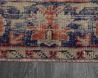 2x6 レッドベージュブルーヴィンテージトルコウシャクラグ、花柄